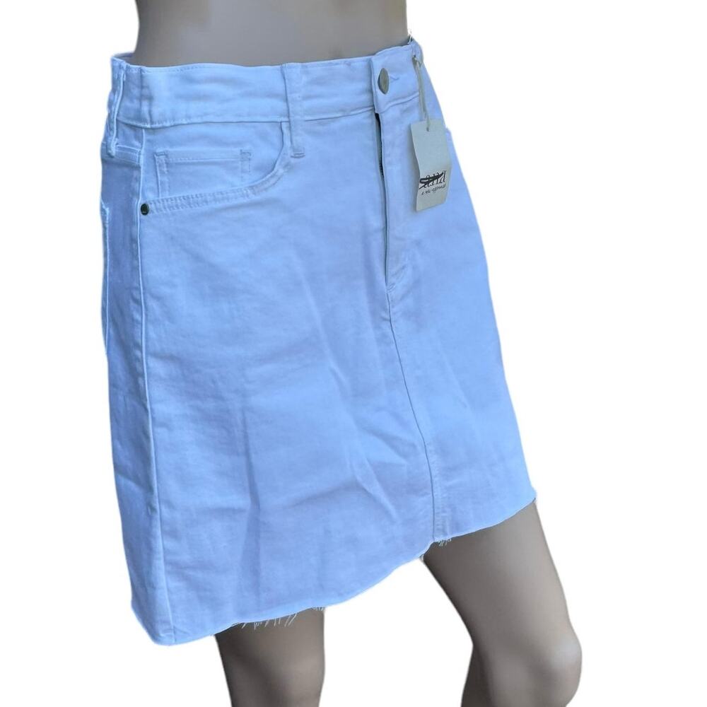 A.N.A. Women White Denim Cutoff Raw Hem Stretch Mini Skirt NWT Size 2